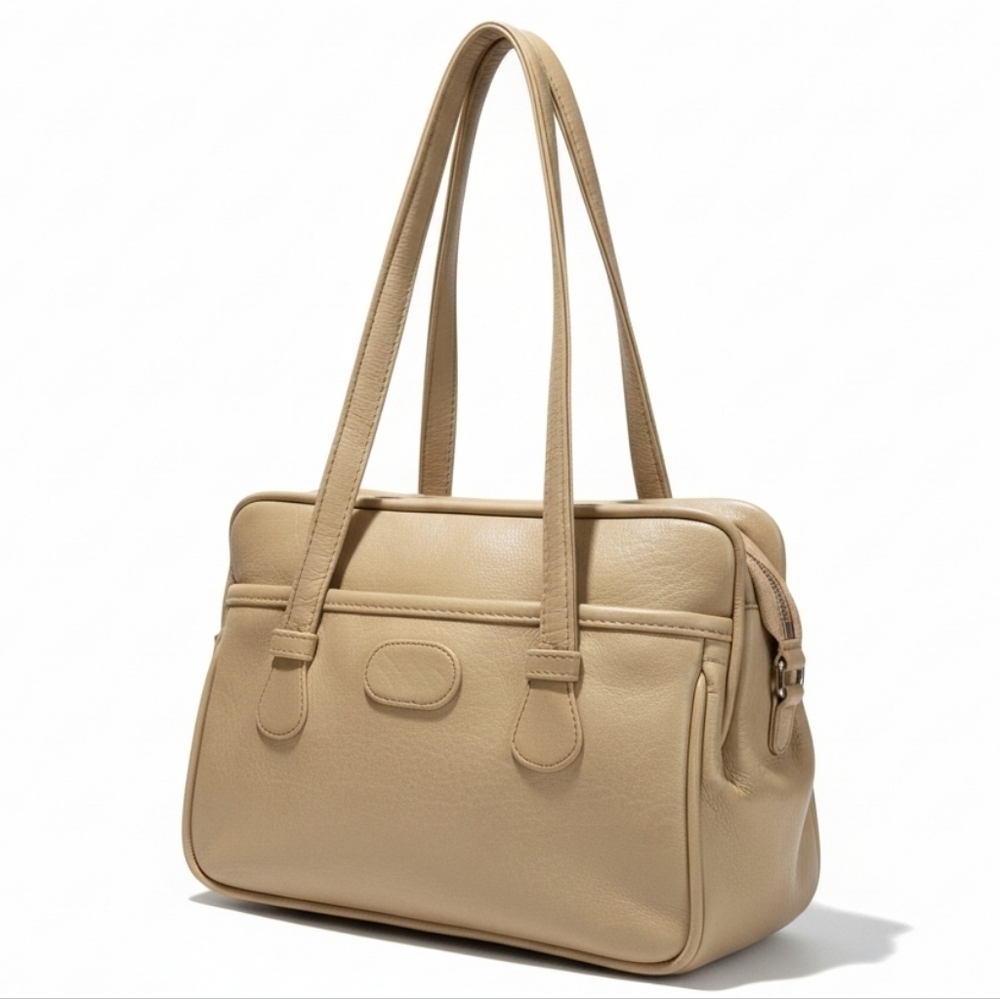 Vintage Ralfeaux Tan Faux Leather Handbag Purse 11" x 8" Retro Chic